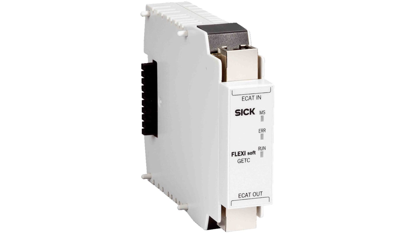 Gateway Sick FX0-GETC00000 Flexi Soft, alimentazione FLEXBUS, dimensioni 22,5 x 96,5 x 120,6 mm, IP20, -25/+55 °C.