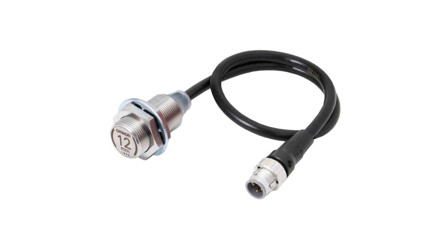 Sensore di prossimità cilindrico Omron E2EW-X12B3T18-M1TJ 0.3M, PNP, M18 x 1, rilevamento 12 mm, IP67, connettore M12 a 4 pin.