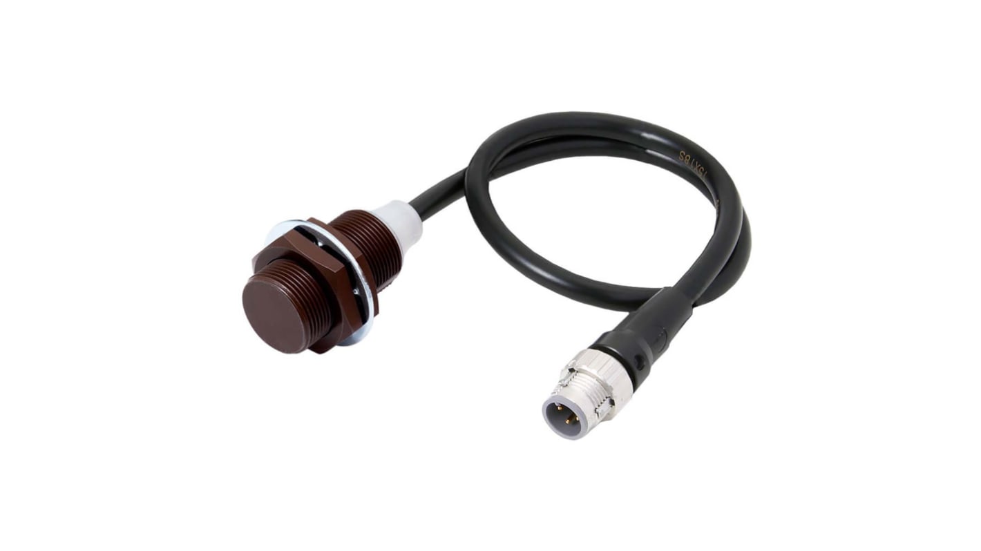 Sensore di prossimità cilindrico NPN Omron E2EW-QX10C118-M1TJ 0.3M, M18 x 1, rilevamento 10 mm, IP67, montaggio a filo.
