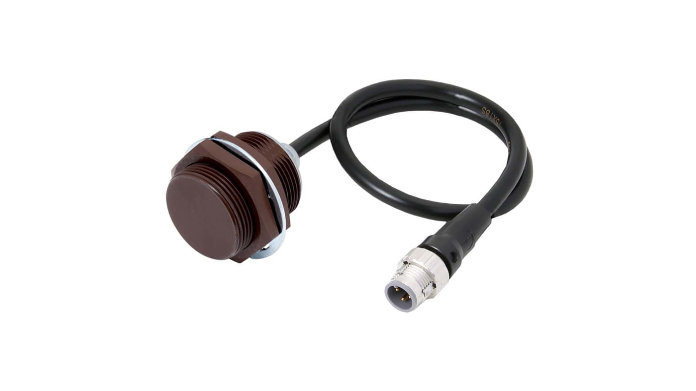Sensore di prossimità cilindrico PNP Omron E2EW-QX22B3T30-M1TJ 0.3M, M30 x 1.5, rilevamento 22 mm, IP67, montaggio a filo.