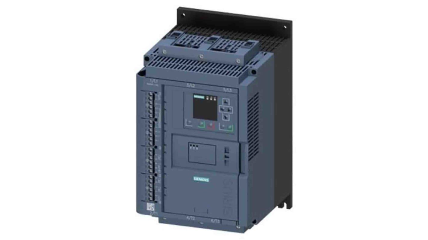 Avviatore soft-start Siemens 3RW5525-1HA04, 3 fasi, 18,5 kW, 480 V, corrente 63 A, grado di protezione IP00.