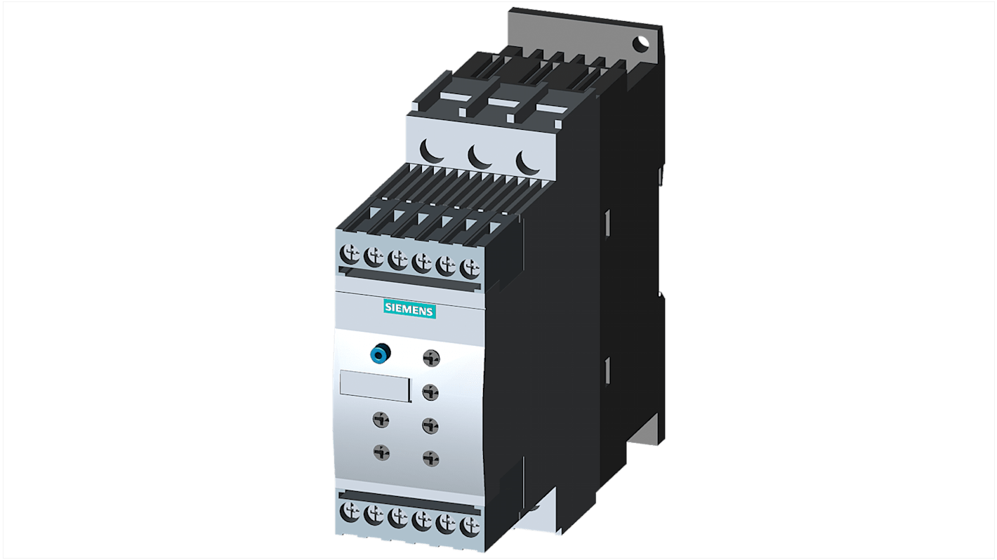 Avviatore soft-start Siemens 3RW4028-1BB04 per motori 3 fasi, potenza 18,5 kW, montaggio a pannello, grado di protezione IP00.