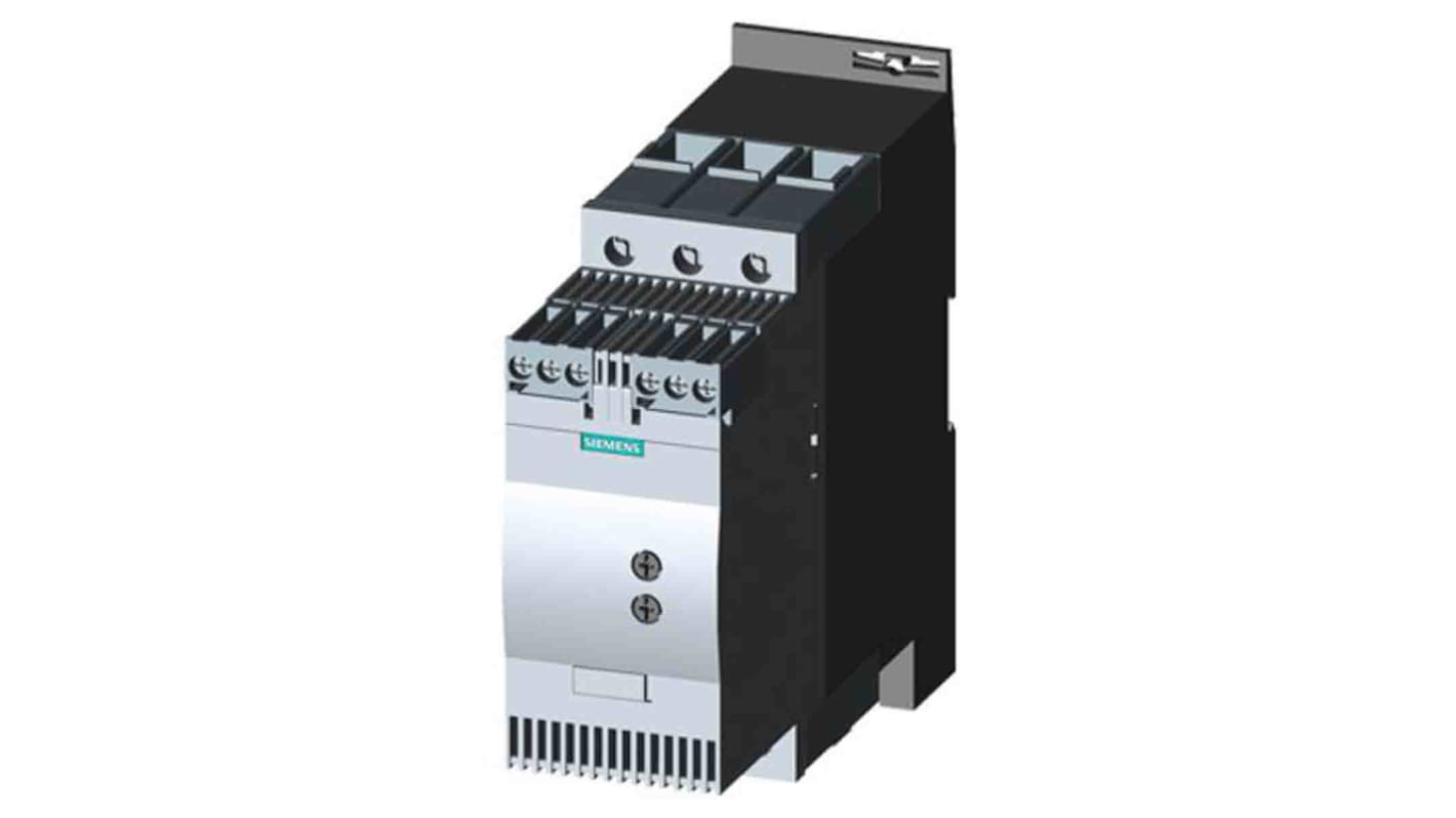 Avviatore soft-start Siemens 3RW3037-1BB14, 3 fasi, 30 kW, 400 V, protezione sovraccarico, IP20.