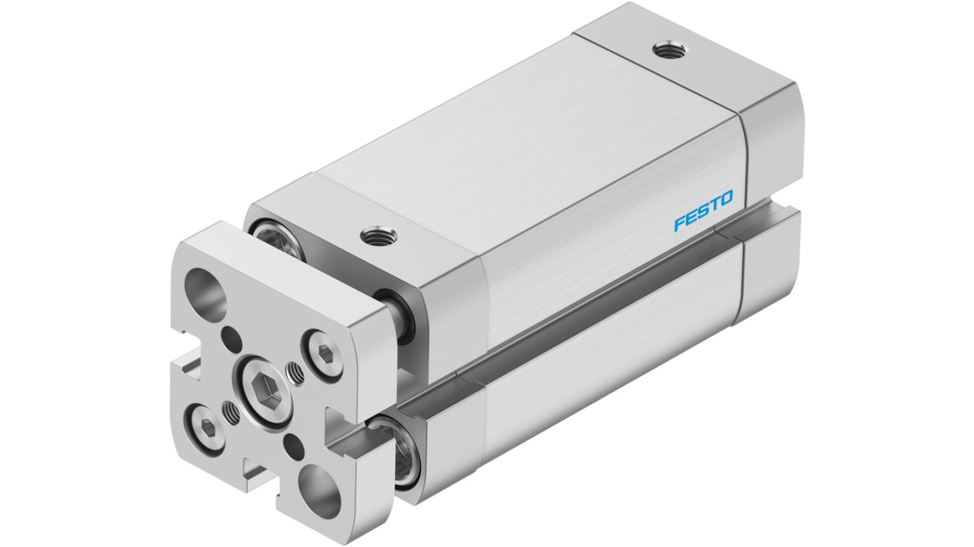 Cilindro pneumatico compatto Festo ADNGF-20-40-P-A, doppio effetto, foro 20 mm, corsa 40 mm, pressione massima 10 bar.
