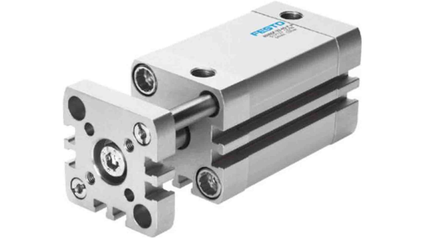 Cilindro pneumatico compatto Festo ADNGF-40-30-P-A, doppio effetto, foro 40mm, corsa 30mm, con ammortizzazione su entrambe le estremità.