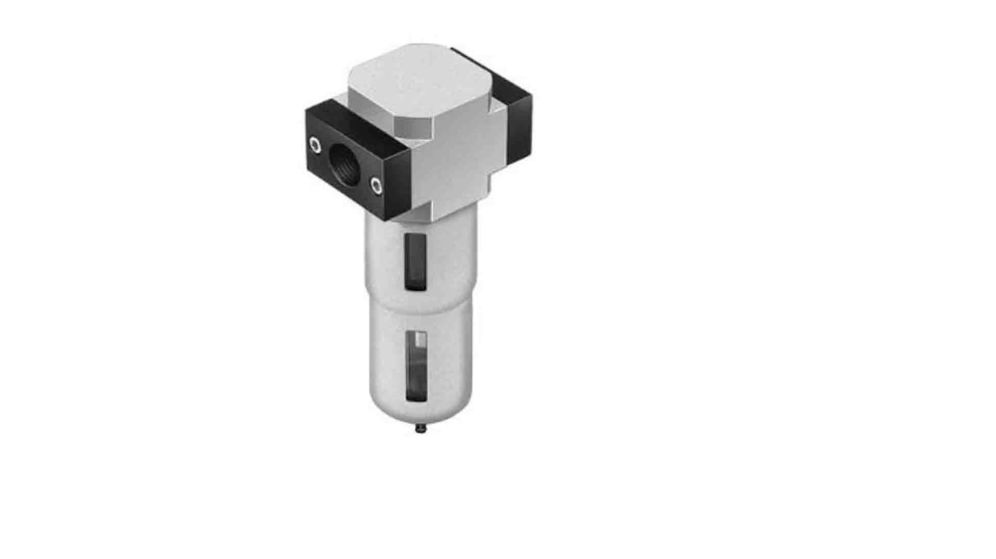 Filtro pneumatico Festo LF-3/8-D-5M-MINI, grado di filtrazione 5 micrometri, montaggio verticale, portata 1100 l/min.