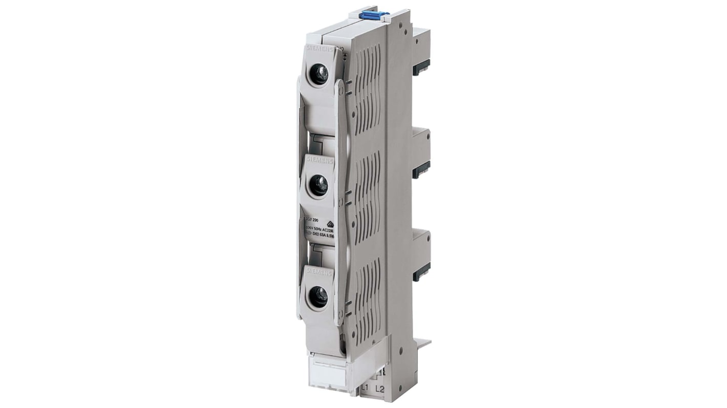 Sezionatore portafusibili Siemens 5SG7230, 3 poli, 63 A, 400 V, compatibile con barra di distribuzione 8US, classe IP20.