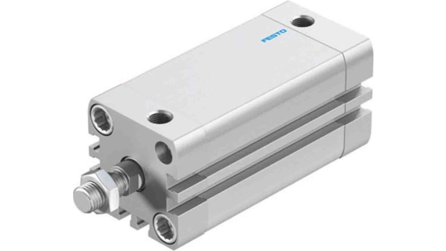 Cilindro pneumatico compatto Festo ADN-32-60-A-PPS-A, doppio effetto, foro 32mm, corsa 60mm, montabile in diverse posizioni.