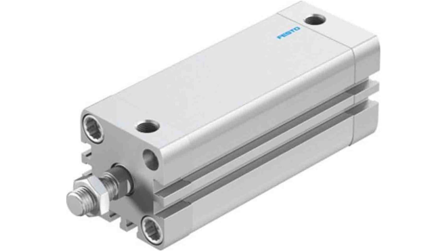 Cilindro pneumatico compatto Festo ADN-32-80-A-PPS-A, doppio effetto, foro 32mm, corsa 80mm, ammortizzazione pneumatica.