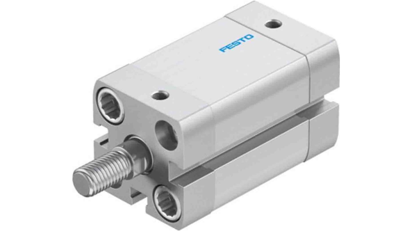 Cilindro pneumatico compatto Festo ADN-20-25-A-PPS-A, doppio effetto, foro 20mm, corsa 25mm, montabile in diverse posizioni.