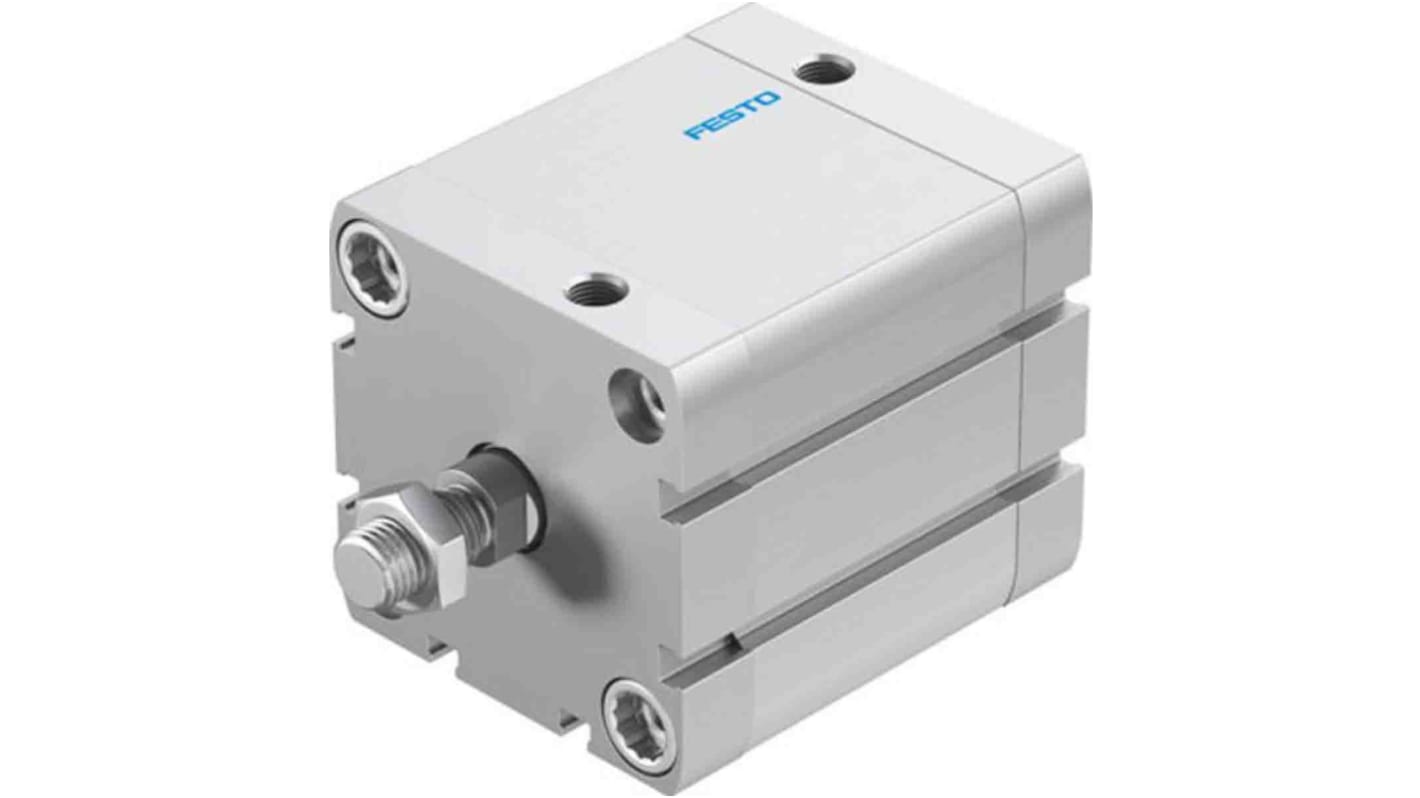 Cilindro pneumatico compatto Festo ADN6340PPSA, doppio effetto, foro 63mm, corsa 40mm, montabile in qualsiasi posizione.