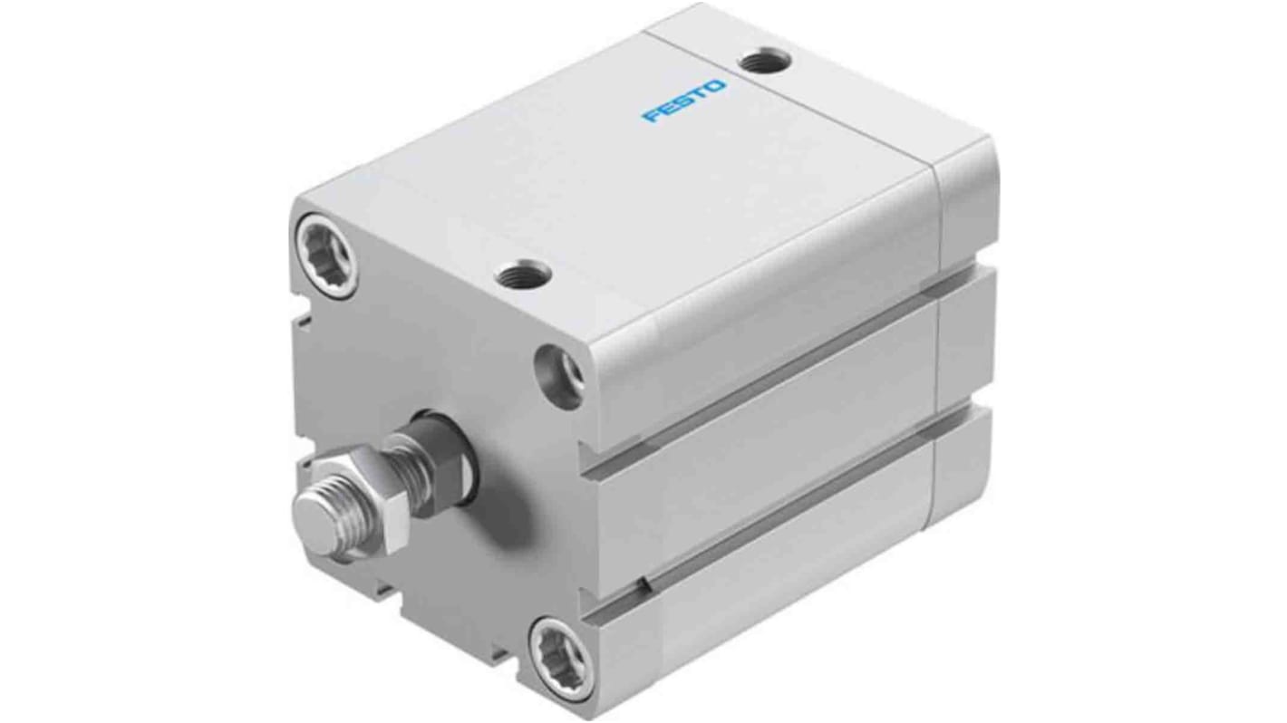Cilindro pneumatico compatto Festo ADN-63-50-A-PPS-A, doppio effetto, foro 63 mm, corsa 50 mm, montabile in diverse posizioni.