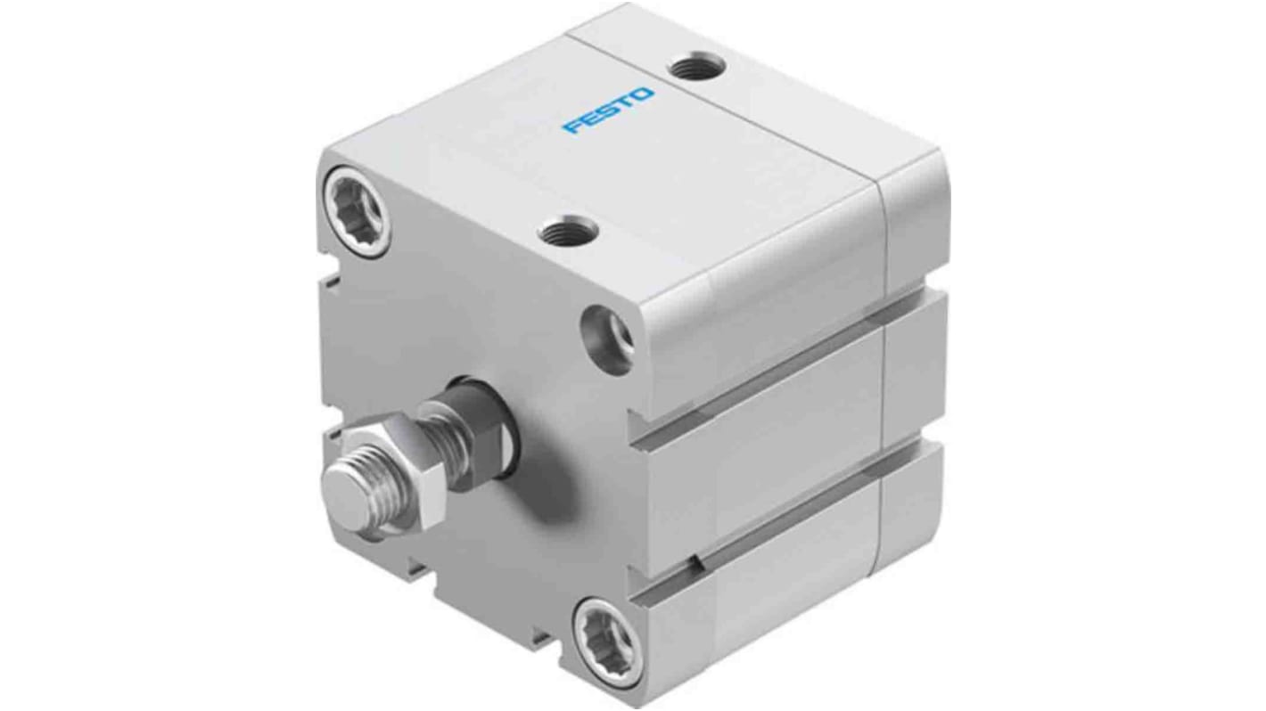 Cilindro pneumatico compatto Festo ADN-63-20-A-PPS-A, doppio effetto, foro 63mm, corsa 20mm, montabile in qualsiasi posizione.