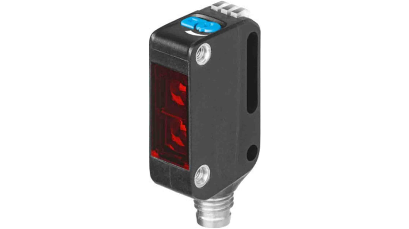 Sensore fotoelettrico Festo SOOE-BS-L-PNLK-T, rettangolare, rilevamento 300 mm, uscita NPN/PNP, luce laser rossa.