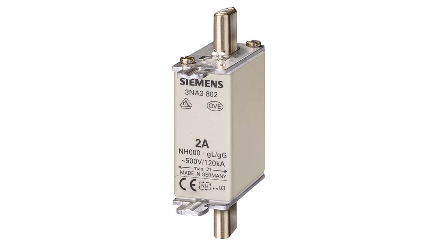 Fusibile NH000 Siemens 3NA3836-8, 160A, velocità F, montaggio verticale, lunghezza 77.8mm, classe di protezione IP20.