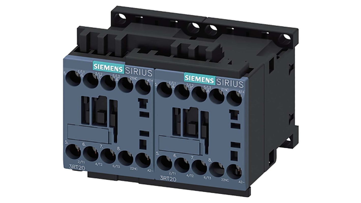 Teleinvertore Reversibile Siemens 3RA2317-8XB30-1BB4, 3 poli, 12 A, 400 V, montaggio su guide 35 mm, bobina 24 V c.c.