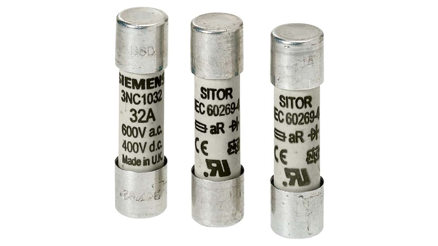 Fusibile a cartuccia Siemens 3NC2280, 80A, montaggio verticale, dimensioni 22 x 58 mm, classe AR, conforme IEC 60269.