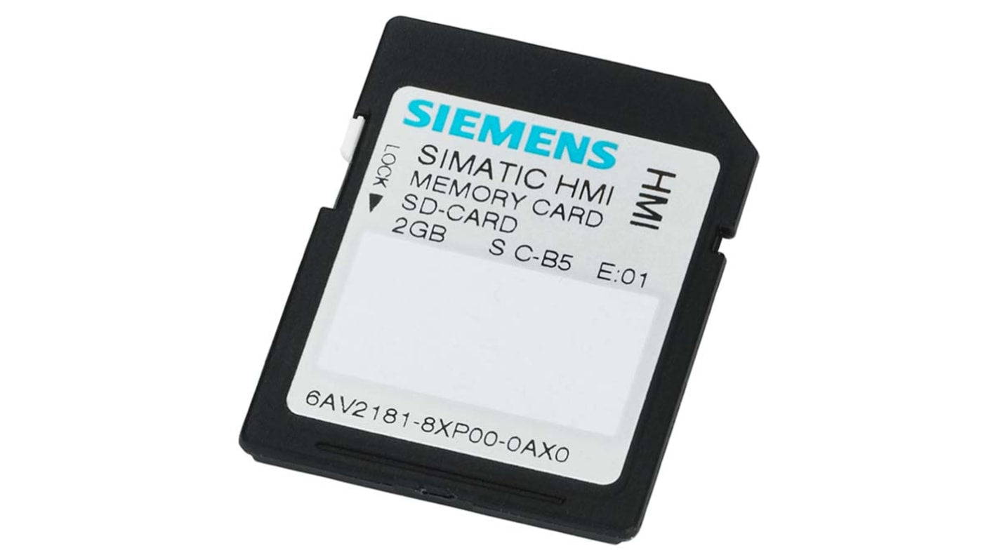 Scheda di memoria Siemens 6AV2181-8XP00-0AX0 da 2GB per HMI SIMATIC. Velocità 1,6 Mbit/s, consumo 100mA. Resistente e versatile.