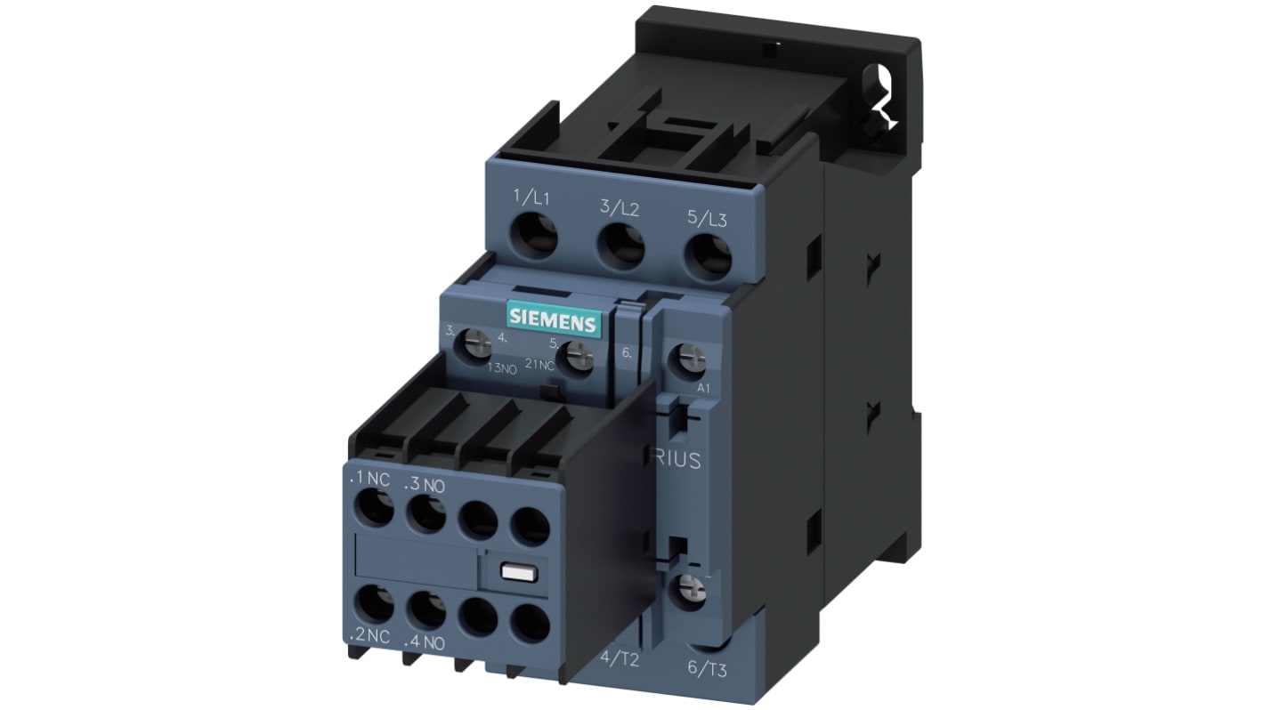 Teleinvertore Reversibile Siemens 3RT2023-1AP04, 3 poli, 9 A, 400 V, montaggio su guide 35 mm, classe di protezione IP20.