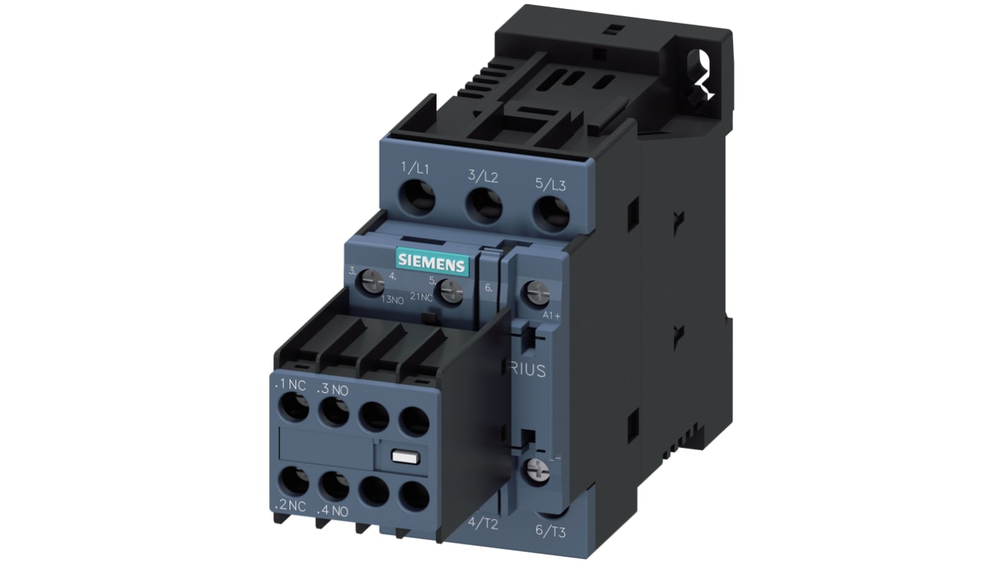 Teleinvertore Reversibile Siemens 3RT2023-1BB44, 3 poli, 9 A, 400 V, montaggio su guide 35 mm, bobina 24 V c.c.