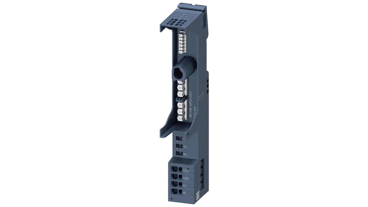 Siemens 3RK1908-0AP00-0CH0, unità base per avviatori motori, alimentazione fino a 500 V, montaggio su guida, IP20.