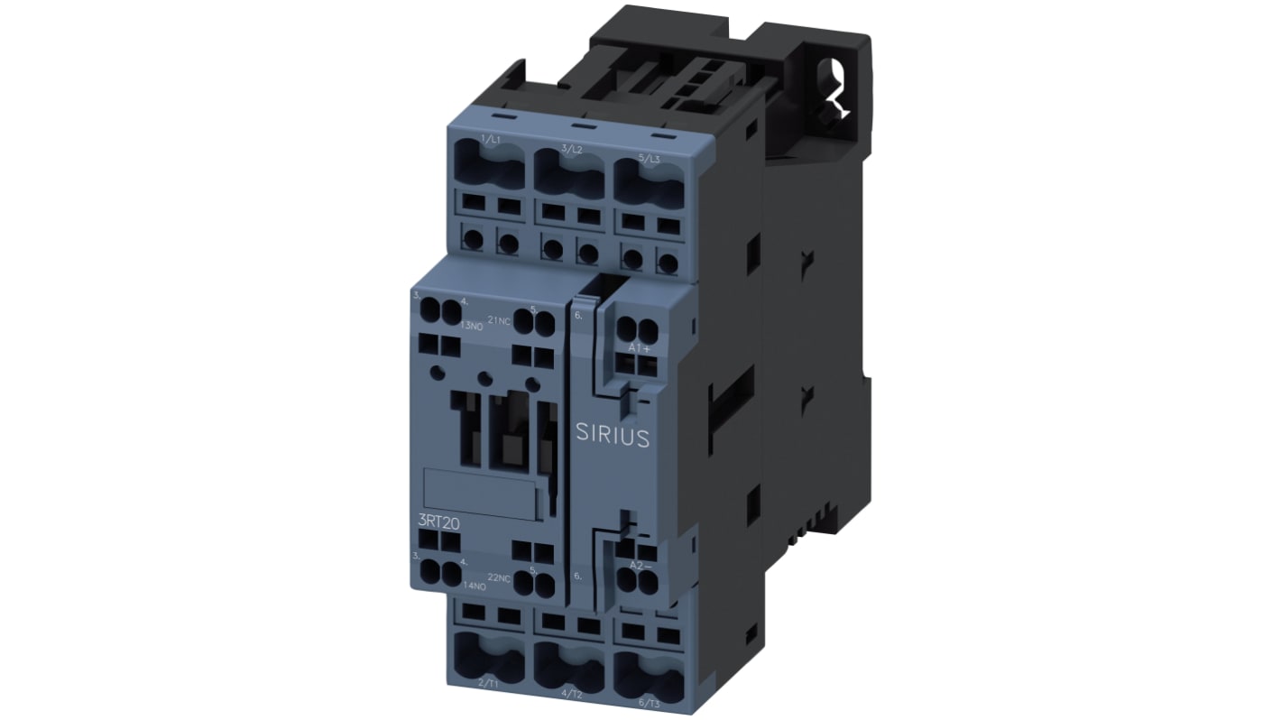 Teleinvertore Reversibile Siemens 3RT2028-2BB40-0CC0, 3 poli, 38 A, 24 V c.c., montaggio su guide 35 mm, classe di protezione IP20.