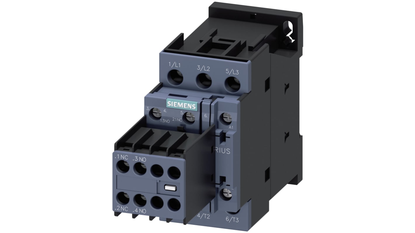 Teleinvertore Reversibile Siemens 3RT2028-1AP04, 3 poli, 38 A, montaggio su guide 35 mm, bobina 230 V c.a., IP20.