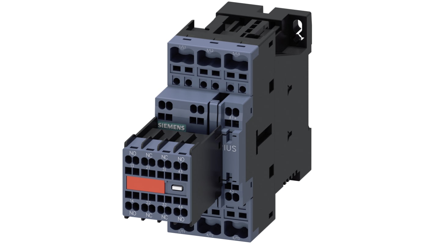 Teleinvertore Reversibile Siemens 3RT2023-2FB44-3MA0, 3 poli, 9 A, 400 V, montaggio su guide 35 mm, classe di protezione IP20.