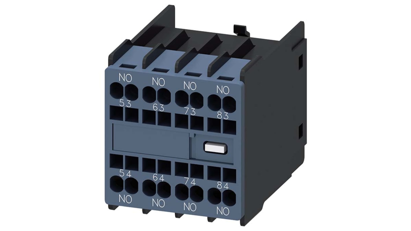 Contatto ausiliario Siemens 3RH2911-2GA40, 4 contatti NA, montaggio snap-on, corrente 10 A, tensione 17 V c.c.