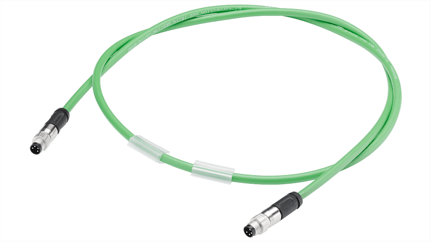 Cavo di connessione Siemens 6ES7194-2MH02-0AD0, flessibile a 4 poli, 0,2 m, con connettore femmina 2x M8, grado di protezione IP65/67.