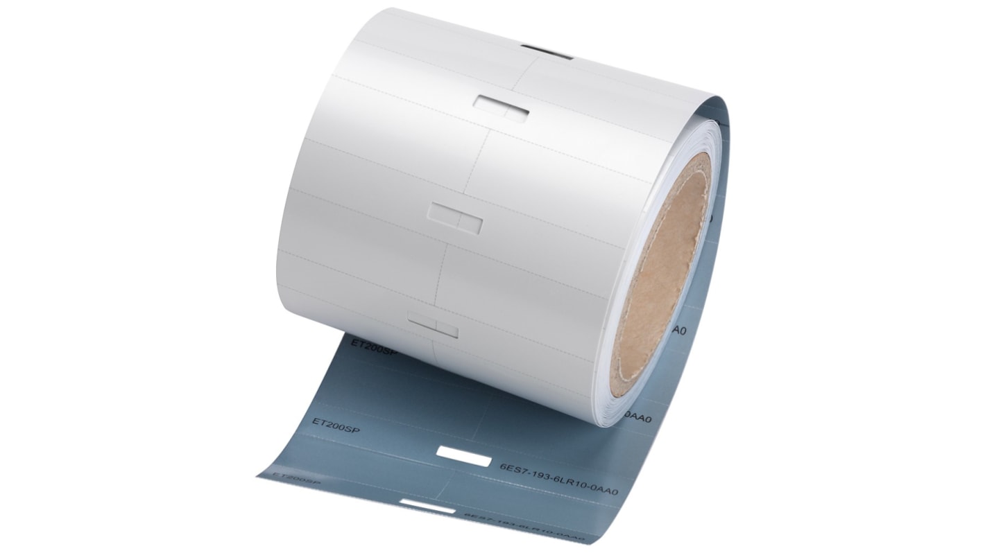 Striscia di etichette Siemens 6ES7193-6LR10-0AA0 per ET 200SP, dimensioni 13mm x 31mm, colore grigio chiaro, operante da 0 a 60°C.