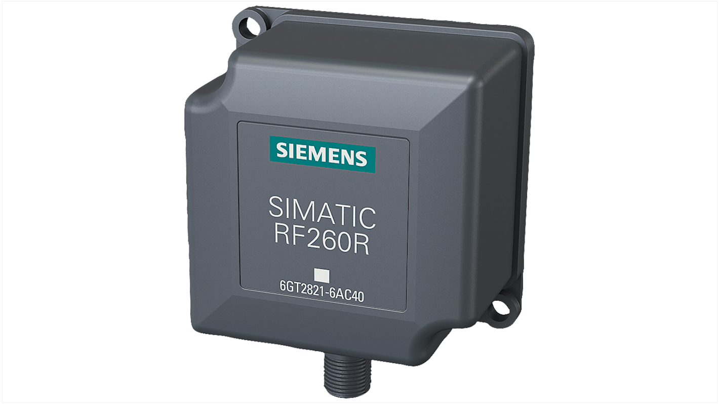 Lettore codici a barre Siemens 6GT2821-6AC10, IP67, dimensioni 75x41x75 mm, rilevamento fino a 135 mm, interfaccia RS422.