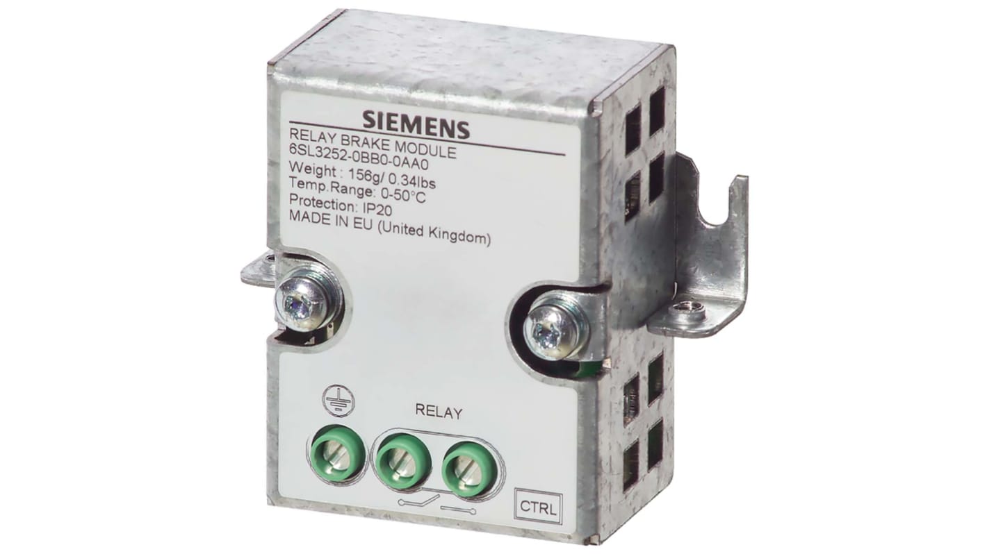 Modulo di frenatura Siemens 6SL3252-0BB00-0AA0, per freno motore elettromeccanico, 30 V e 250 V, corrente 16 A, grado di protezione IP20.