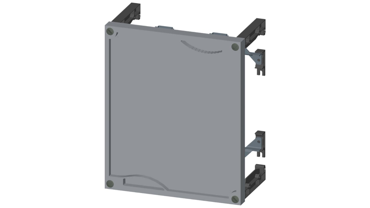 Staffa di montaggio Siemens 8GK9711-0KK03 per SR60, 3 poli, distanza centrale 60 mm, dimensioni 136,8 x 131 mm, colore argento.
