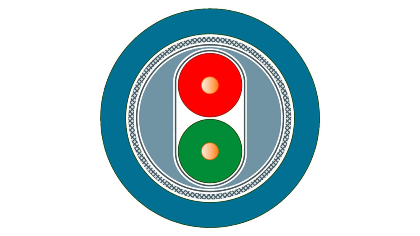 Cavo dati schermato PROFIBUS Siemens 6XV1831-2A, 20 m, 2 conduttori, impedenza 150 Ω, temperatura -40 °C/+80 °C, guaina in PVC.
