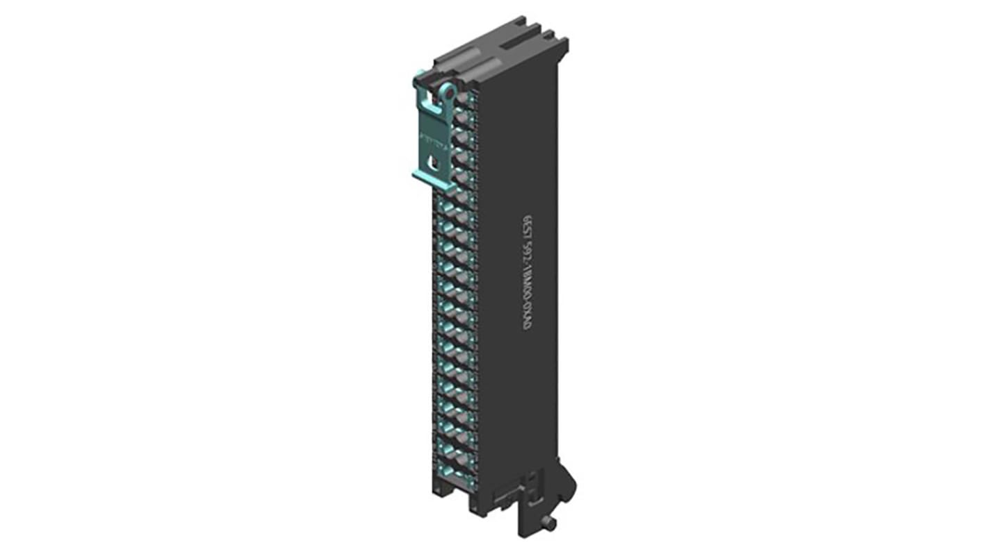 Connettore anteriore Siemens 6ES7592-1BM00-0XA0 per PLC S7-1500, montaggio a vite, dimensioni 130,5 x 19,8 x 43 mm.