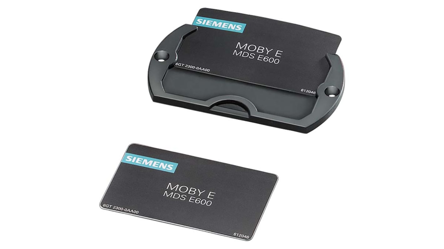 Transponder Siemens 6GT2300-0AA00, dispositivo RFID con memoria EEPROM da 752 byte, dimensioni 85 x 54 x 0,8 mm, IP68.