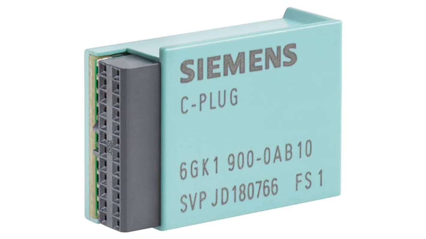 Connettore maschio Siemens 6GK1900-0AB10 per SIMATIC NET, dimensioni 24,3 x 17 x 8,1 mm, intervallo temperatura -40/+75 °C.