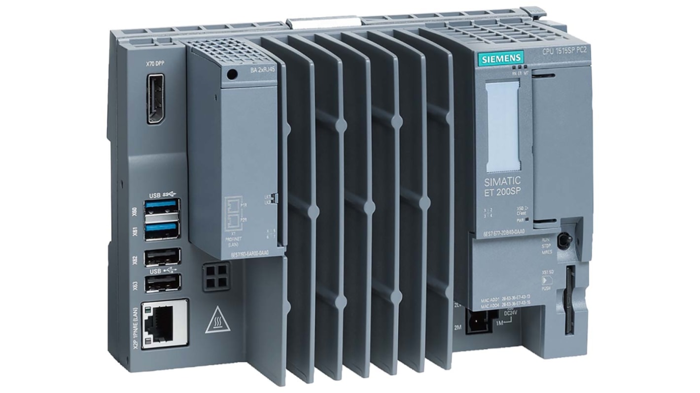 Controllore logico Siemens 6ES7677-2DB42-0GB0 SIMATIC ET200, CPU 1515SP PC2, 8 GB RAM, interfaccia PROFINET.