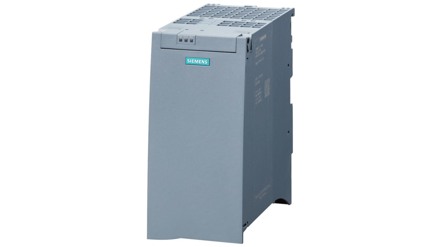 Modulo di comunicazione Siemens 6GK7543-1MX00-0XE0 per SIMATIC S7, con tre interfacce RJ45 e RS 232/RS 485, dimensioni 147 x 70 x 129 mm.