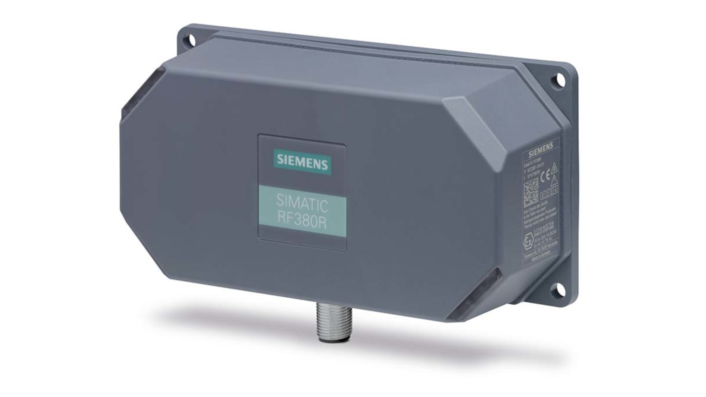 Lettore RFID Siemens 6GT2801-3BA10, interfaccia RS 422/232, antenna integrata, IP67, dimensioni 160 x 80 x 41 mm.