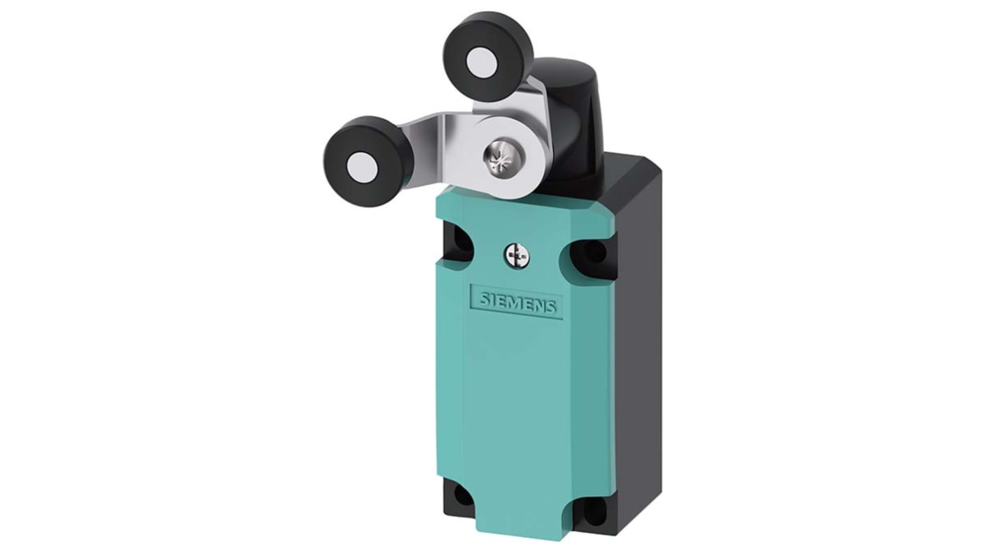 Interruttore di fine corsa Siemens 3SE5112-0CT11, rullo, 1NC/1NA, IP66/IP67, contenitore metallico, dimensioni 40mm.