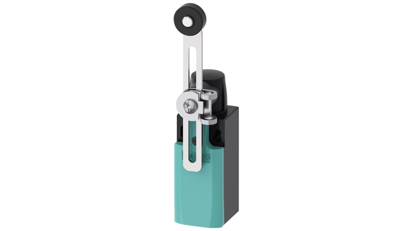 Interruttore di fine corsa Siemens 3SE5232-0LK50, rullo, 2NC/1NA, IP65, azione rapida, temperatura -25/+85°C, max 400V, 6A.