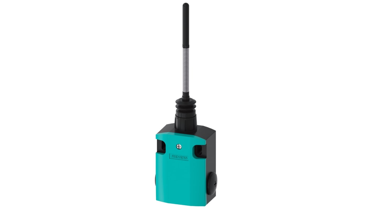 Interruttore di fine corsa Siemens 3SE5122-0CR01 con leva a molla, 1NC/1NA, custodia metallica, protezione IP66/IP67, azione rapida.