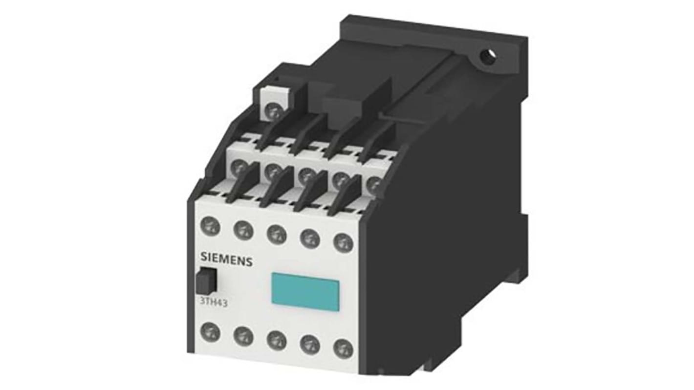 Relè contattore Siemens 3TH4355-0BB4, 5NO + 5NC, 10 A, 24 V c.c., IP20, con terminali a vite.