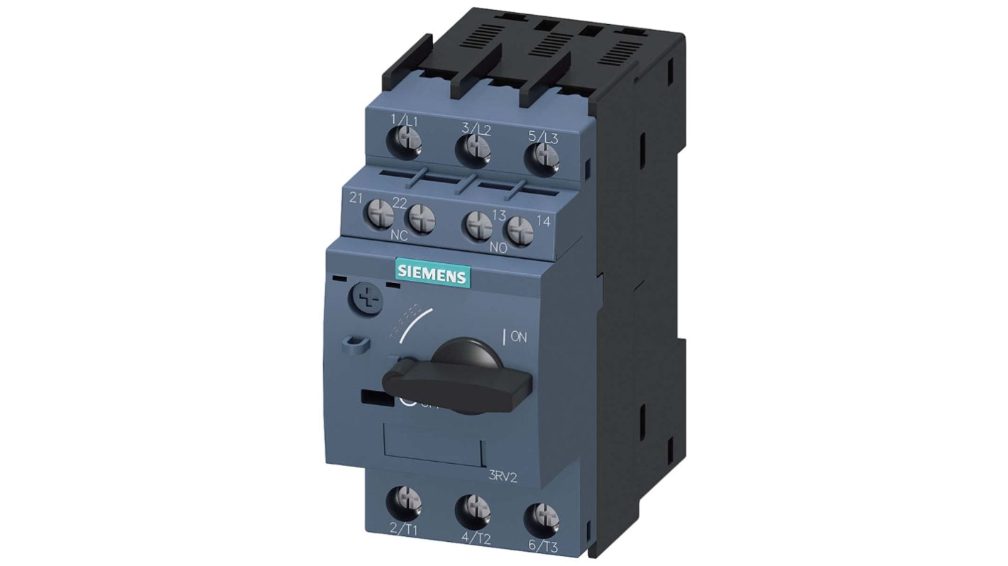 Interruttore automatico motore Siemens 3RV2011-1KA15, 9-12,5 A, SIRIUS. Protezione motore con terminali a vite e montaggio su guide 35mm.