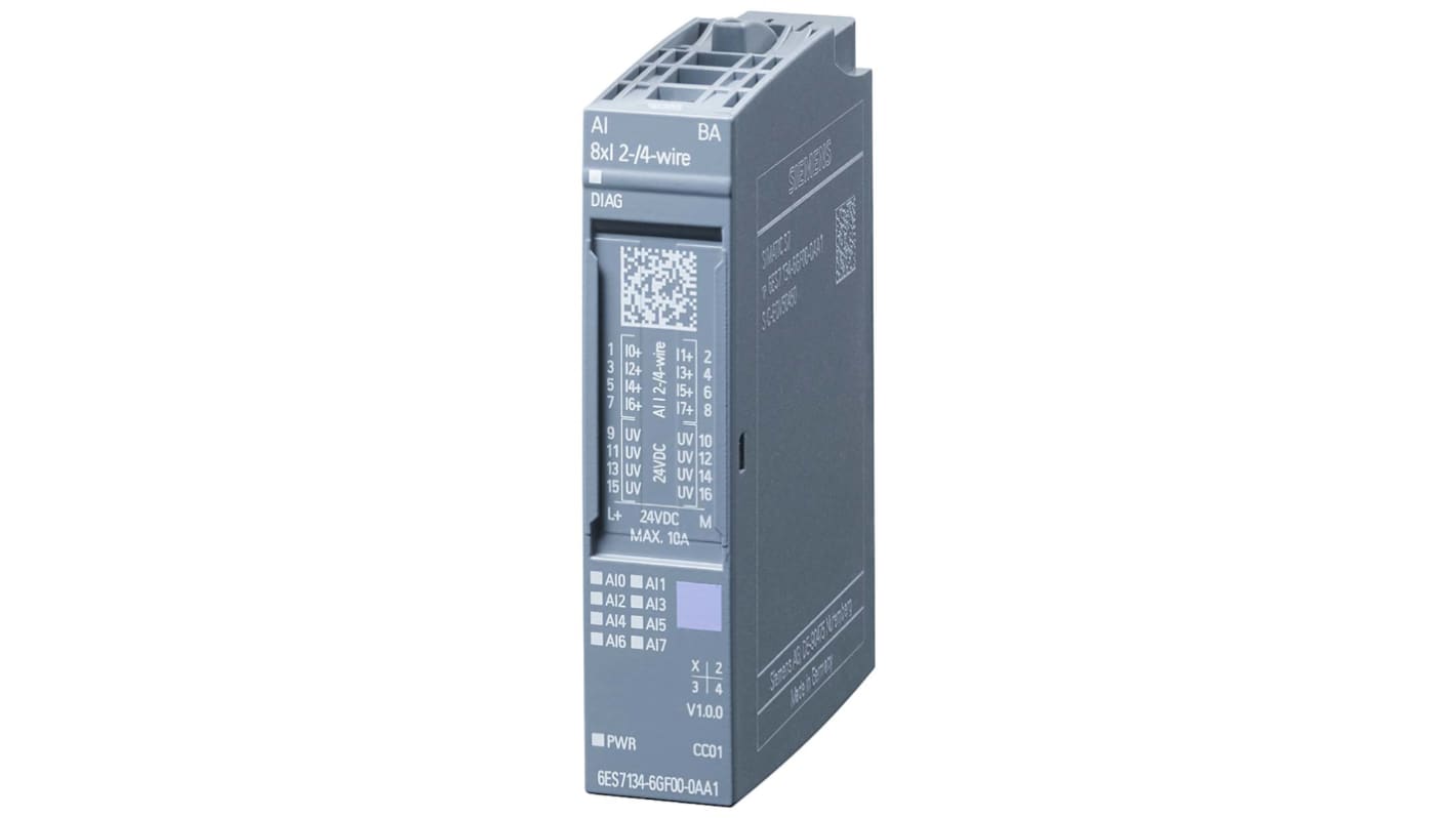 Unità di ingresso analogica Siemens 6ES7134-6GF00-0AA1 - 8 canali, corrente di 50 mA, Serie SIMATIC ET 200SP - Ottimizza i PLC con prestazioni elevate.