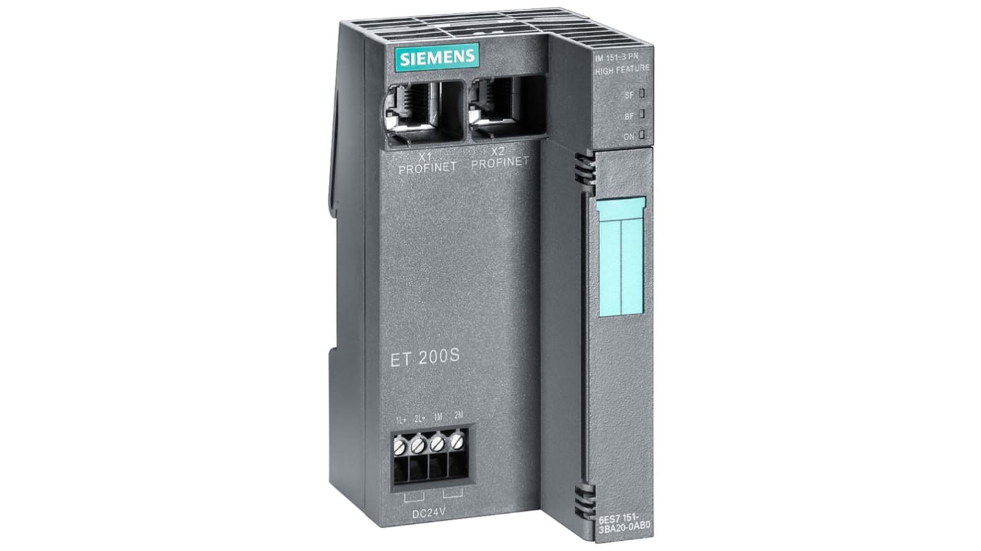 Modulo di espansione Siemens 6ES7151-3BA23-0AB0 per PLC SIMATIC DP, 24V, 63 uscite, montaggio su guida DIN, dimensioni 119,5 x 45 x 75 mm.