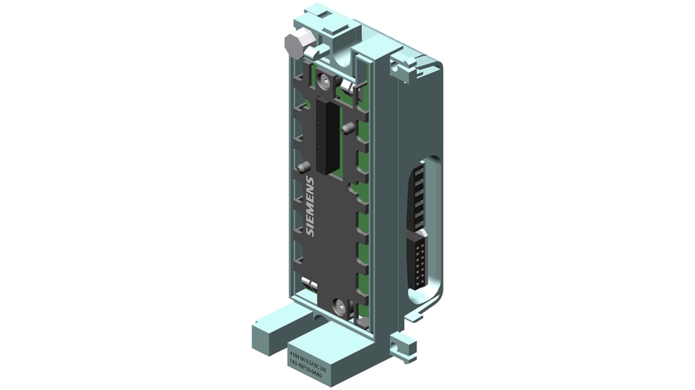 Modulo di espansione digitale Siemens 6ES7143-4BF50-0AA0 per ET 200 PRO, 4 ingressi e 4 uscite, dimensioni 130 x 45 x 35 mm.