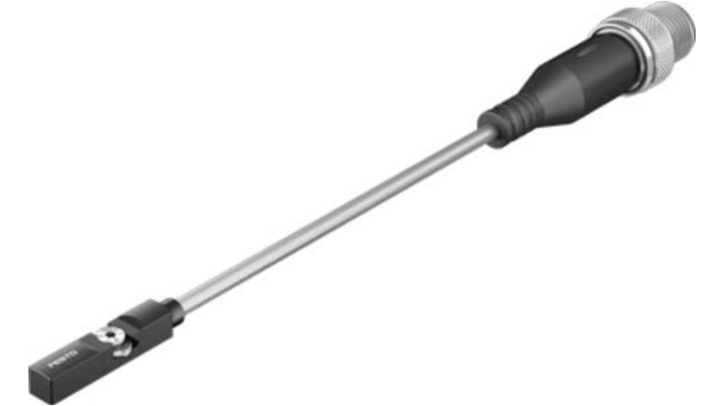 Sensore di prossimità Festo CRSMT-8M-PS-24V-K-0, serie 3-M12, progettato per slot a T, resistente a alimenti e alcali.